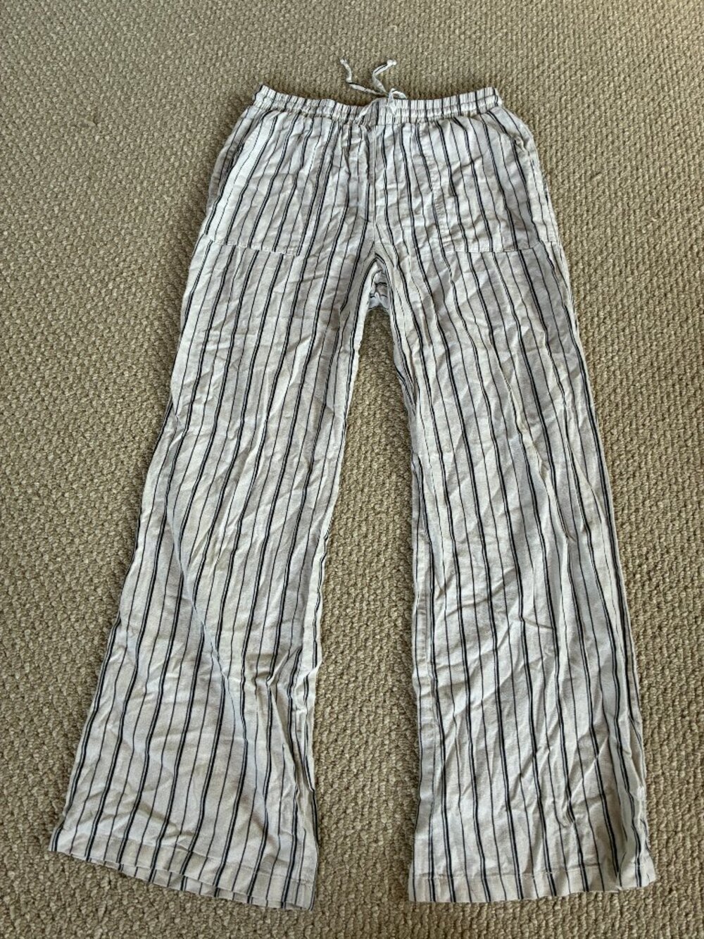 H/G White Black Linen Pants Large